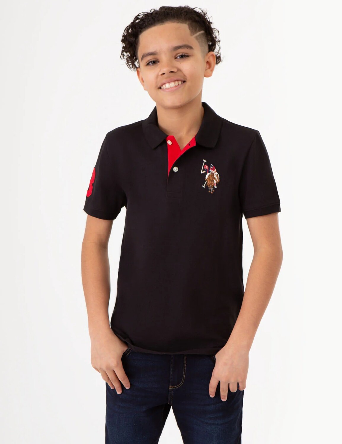 

Футболка поло U.S. Polo Assn. Boys Multi Color Logo Solid Pique, черный