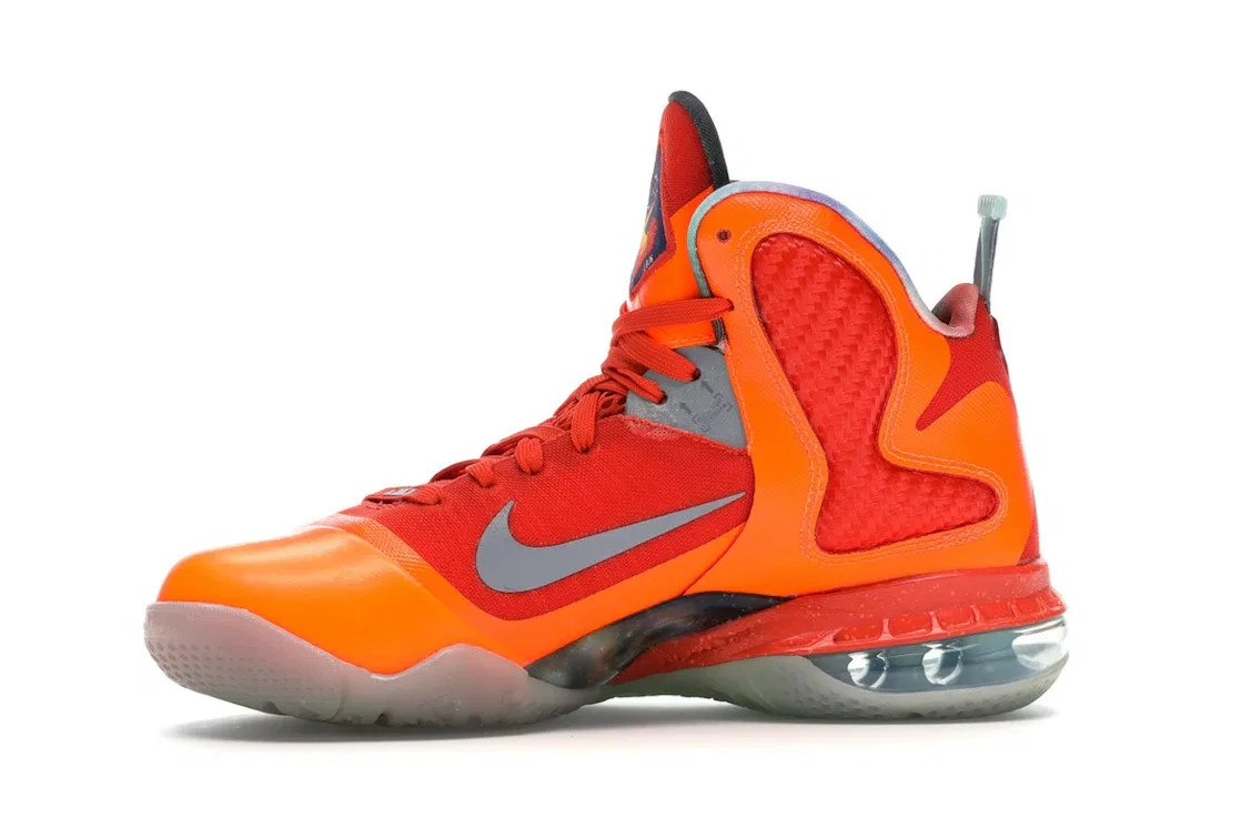 Детские кроссовки для мальчиков с дышащим верхом Nike LeBron 9 Nike, Ttl Orng/Metallic Silver-Team Orng-Mn — фото 3