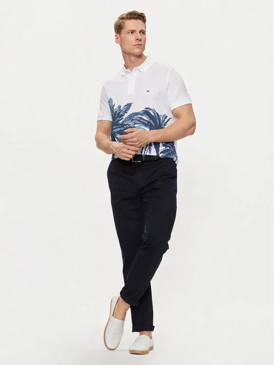 Поло regular fit Palm Print Tommy Hilfiger, белый — фото 2