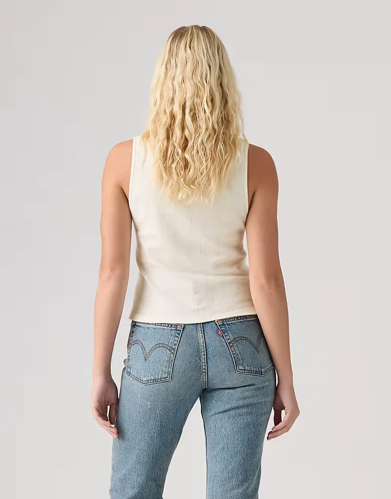 Майка Levi's Dry Goods с ажурным кружевом, застегивающаяся на пуговицы, с бантом, кремовый — фото 2