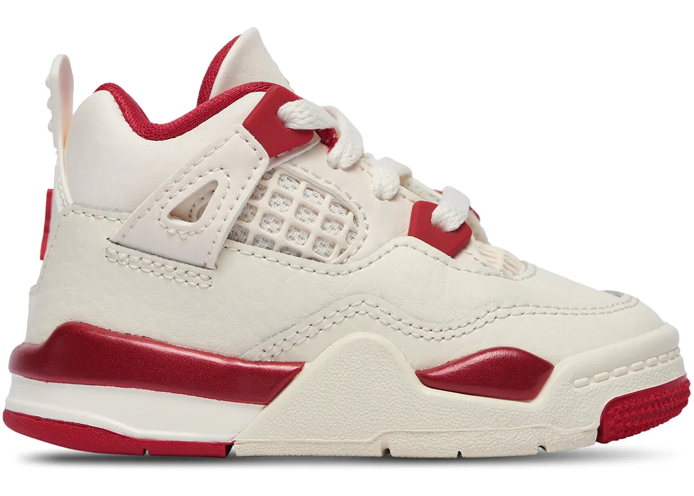 Детские кроссовки с сезонным дизайном Jordan 4 Retro Valentines Day Sierra Red TD Jordan, Pale Ivory Sierra Red