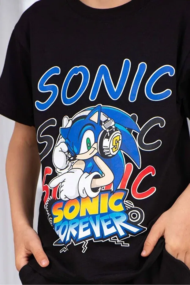 Детский комплект для мальчиков с принтом Sonic Black Stylenest, Black — фото 2