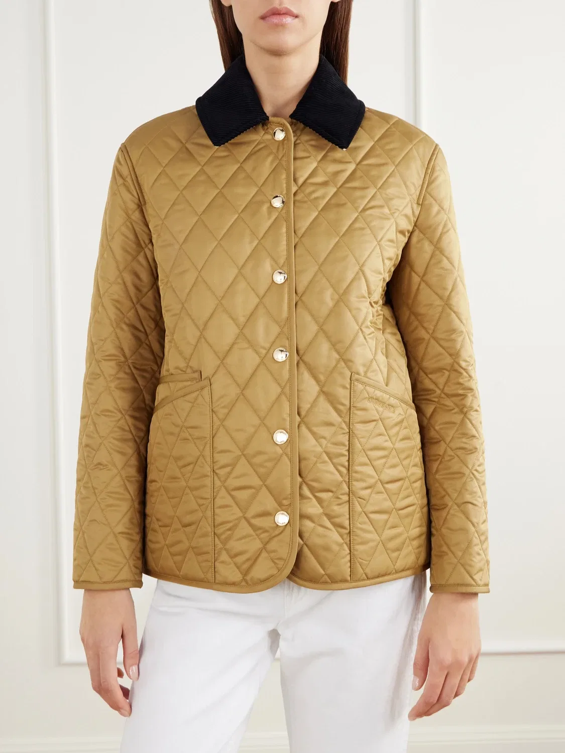 Куртка из стеганого шелла с вельветовой отделкой Burberry, коричневый — фото 3