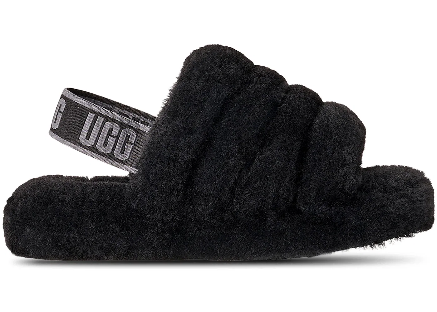 Детские шлепанцы UGG Fluff Yeah Slide, Black/Dark Shadow
