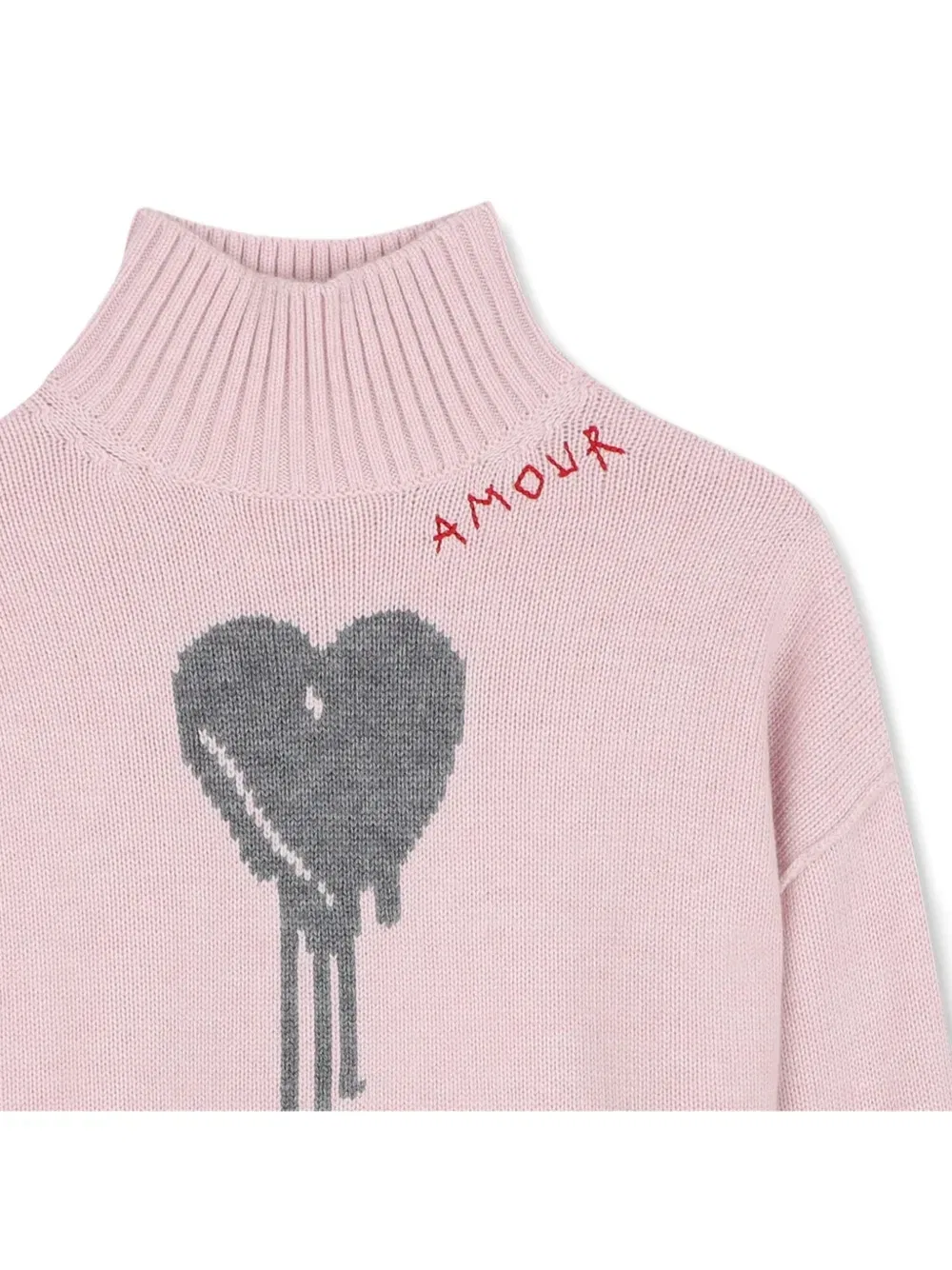Свитер с высоким воротником вязки интарсия Zadig & Voltaire Kids, розовый — фото 3