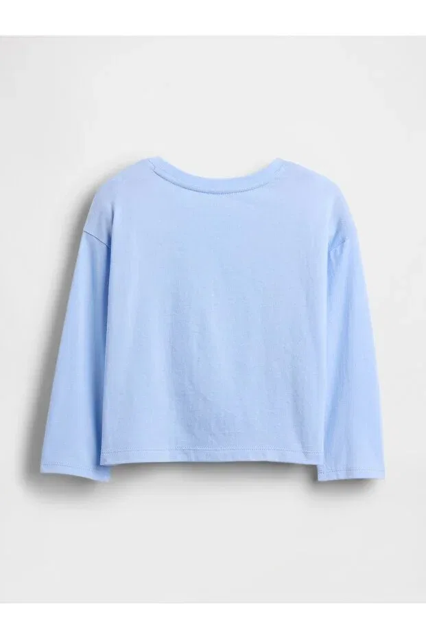 Детская футболка для девочек с принтом Relaxed Graphic T-Shirt Gap, Light Blue-001 — фото 2