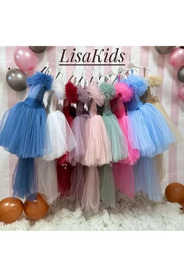 Детское платье для девочек с принтом Lisakids, Babe Blue — фото 4