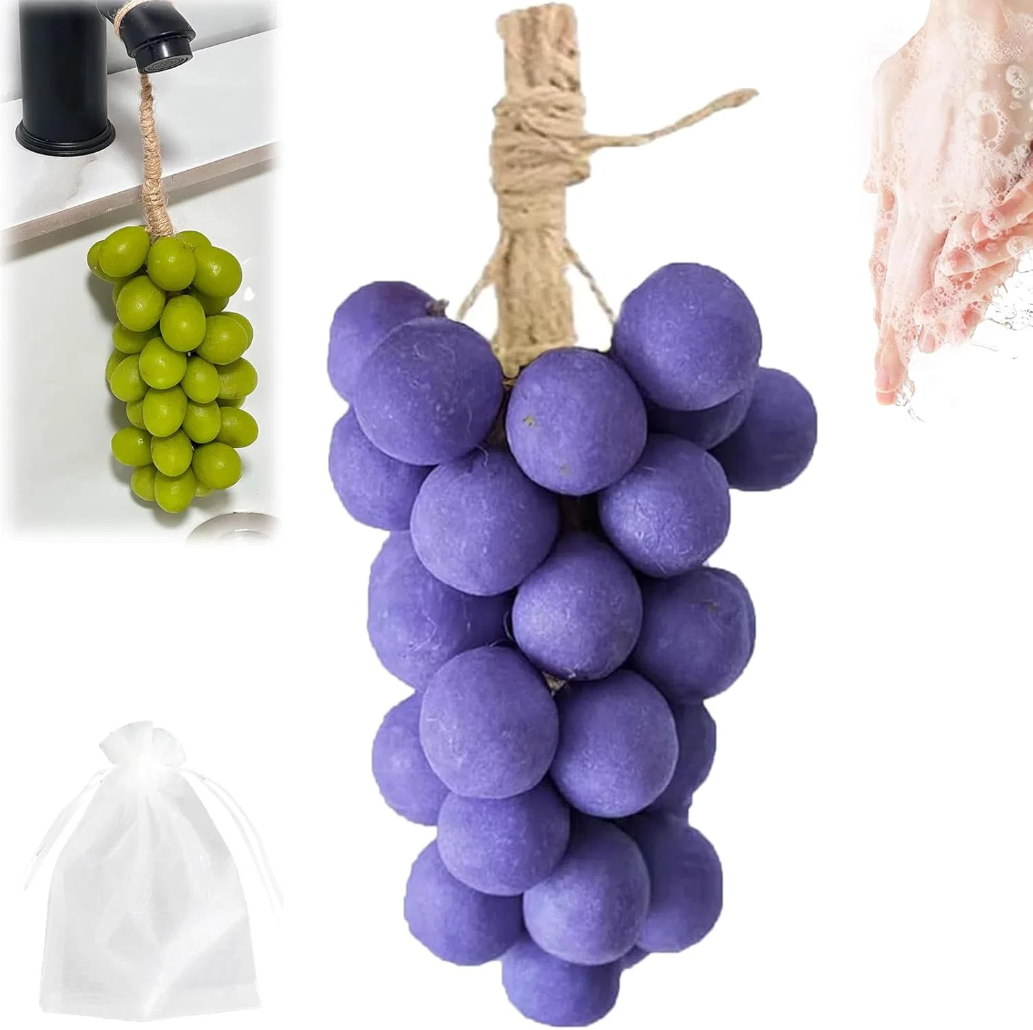 Мыло на веревке в виде виноградной грозди, Generisch, 20 штук, Purple