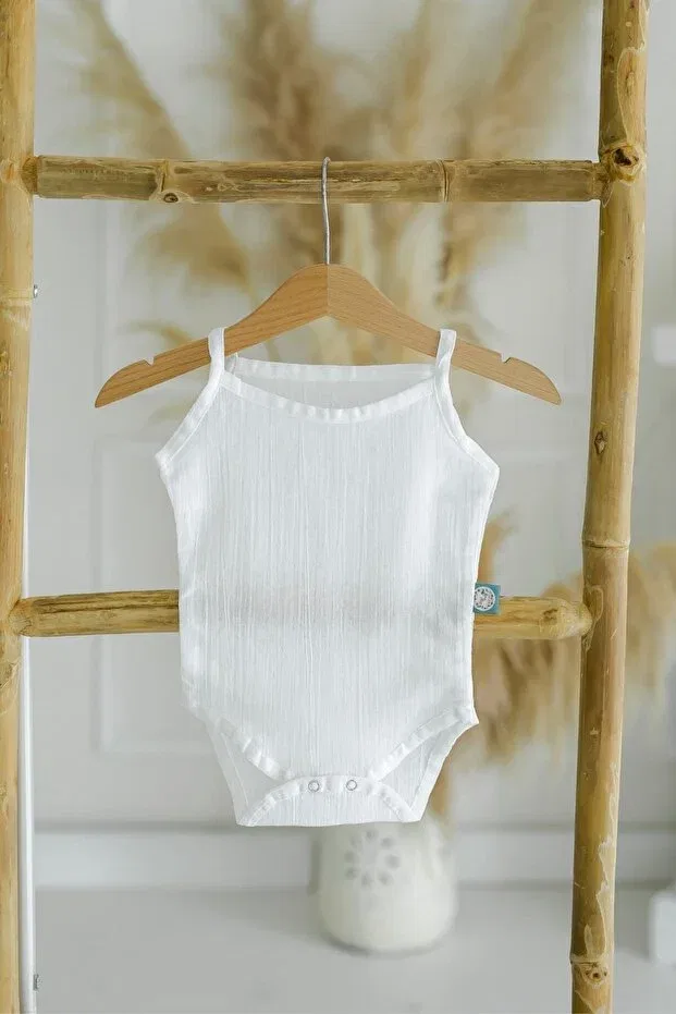 Детское боди с бретельками органический хлопок Beyzbaby, White