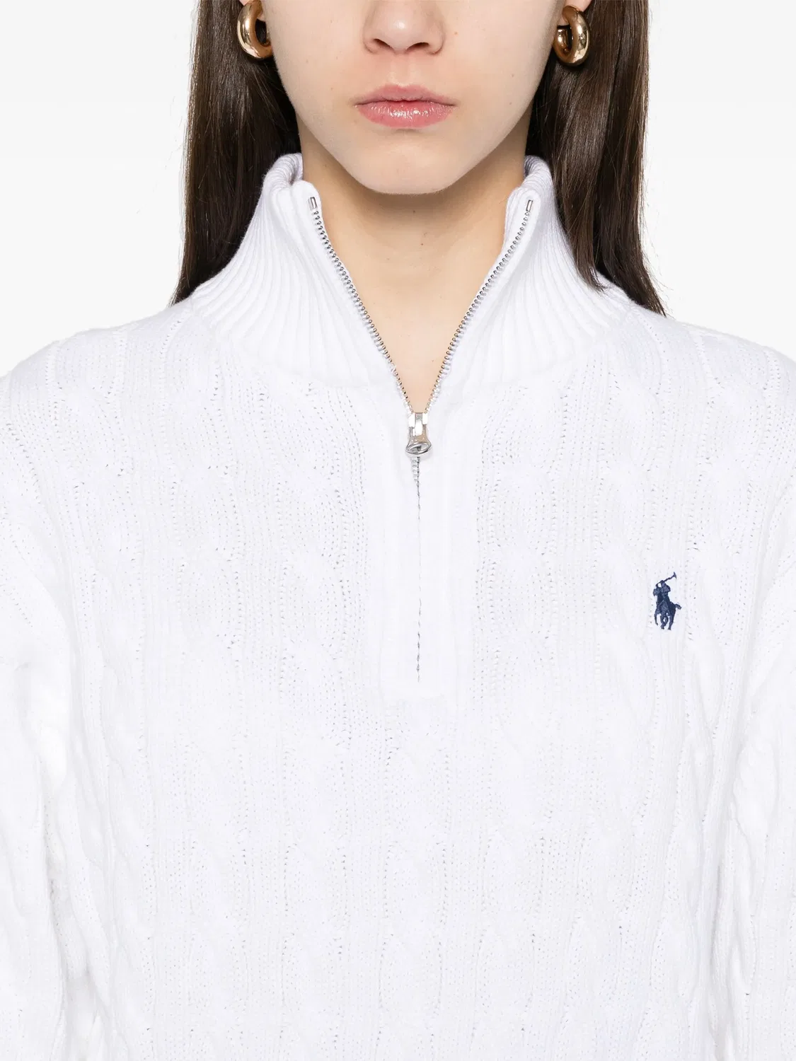 Polo Ralph Lauren Свитер с косичками в белом цвете — фото 2