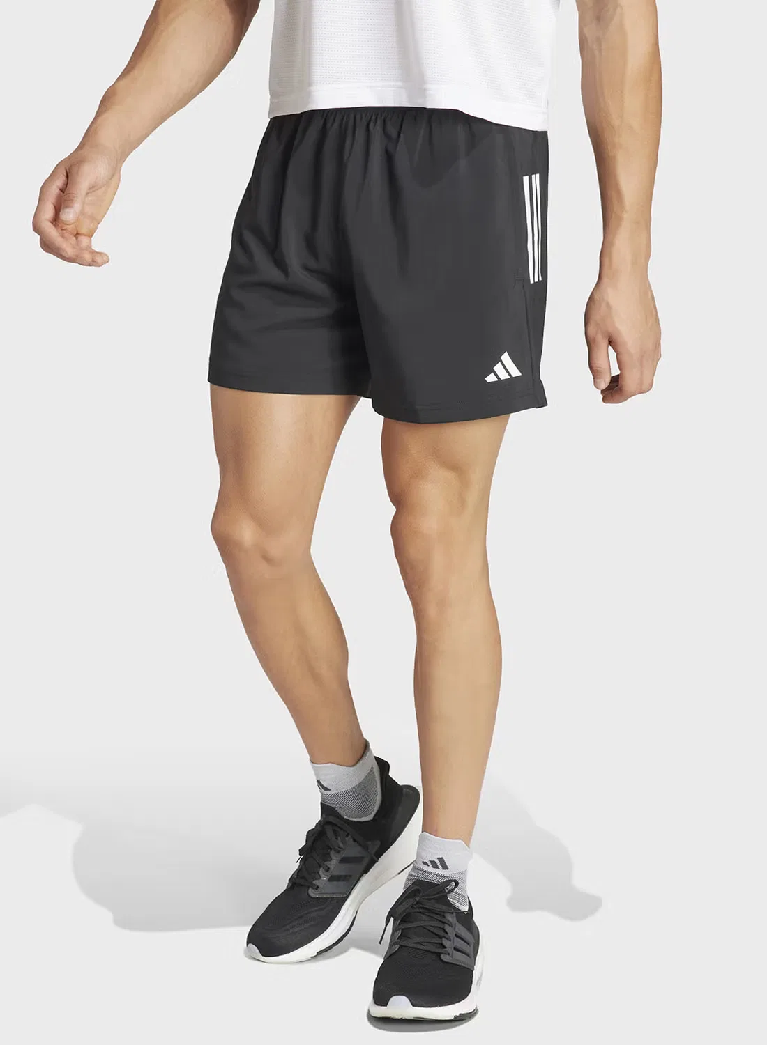 Шорты беговые с логотипом Adidas, черный