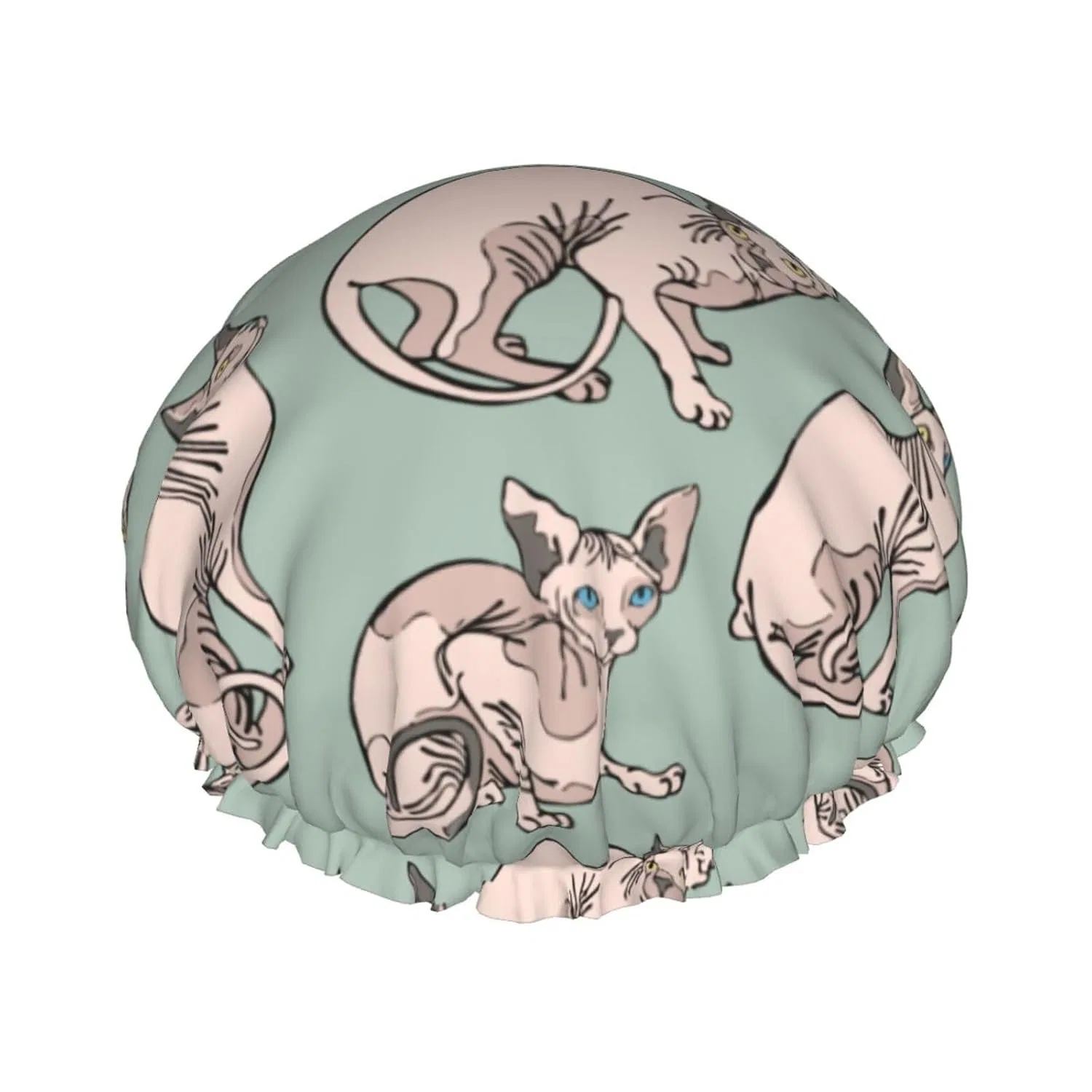 Двойная водонепроницаемая шапочка для душа Sphynx Cat, HLBSDM, 1 шт, Черный