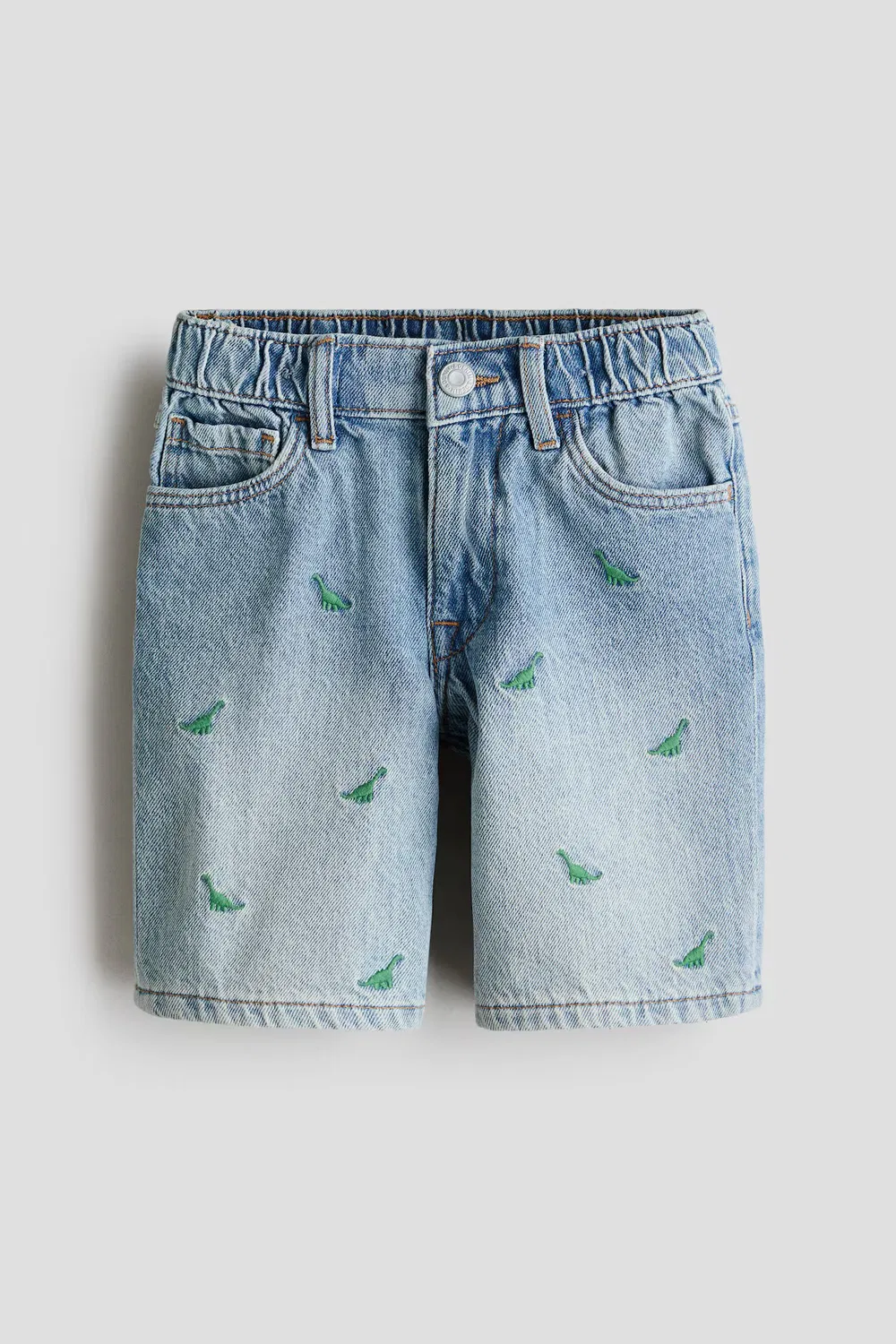 Джинсовые шорты с вышивкой H&M, Helles Denimblau/Dinosaurier