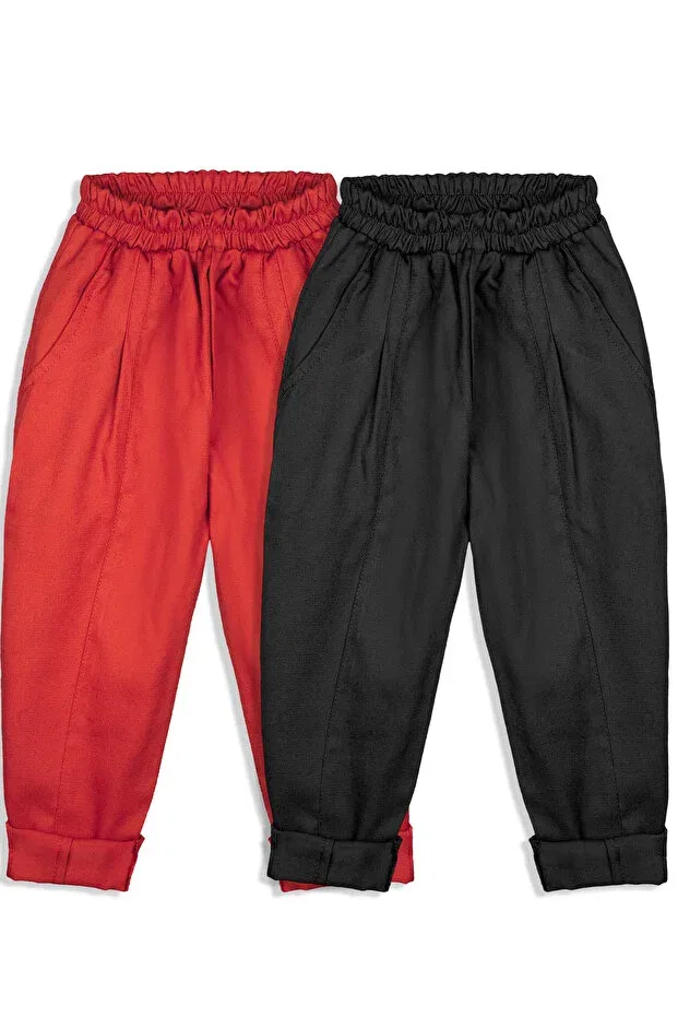 Детские брюки-карго хлопковые 2-pack Catz Kids, Red Black