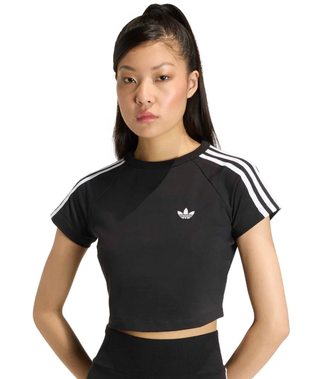 Женская футболка с U-образным вырезом облегающего кроя SST Baby Tee Adidas, Black