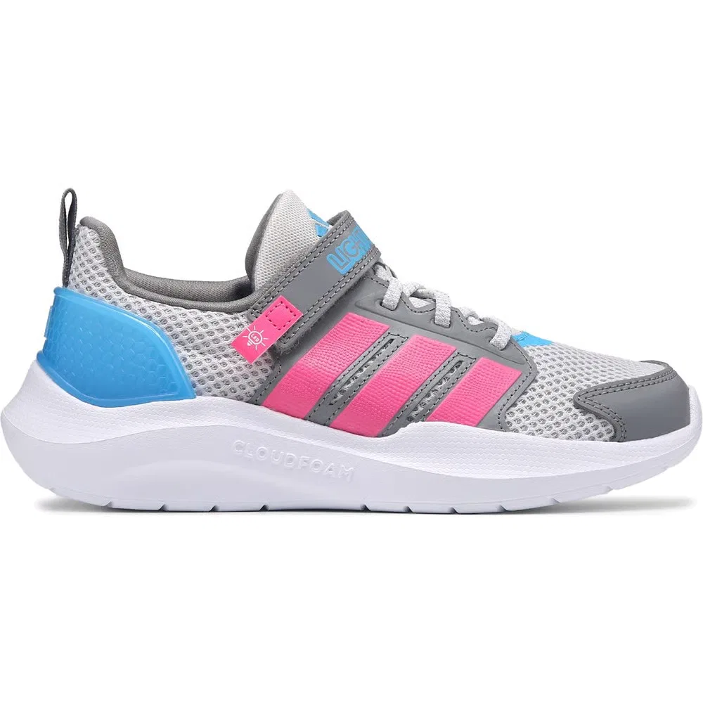 Детские кроссовки Lightorama Runner на эластичных шнурках Adidas, Grey/Pink/Blue — фото 2