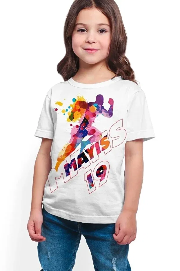 Детская футболка с принтом Oversize Kids 19 May Printed Keywest, White — фото 3