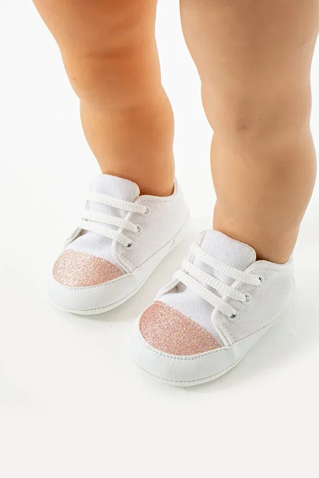 Детские ботинки для девочек с блестками Yummy Kids, White/Powder — фото 4
