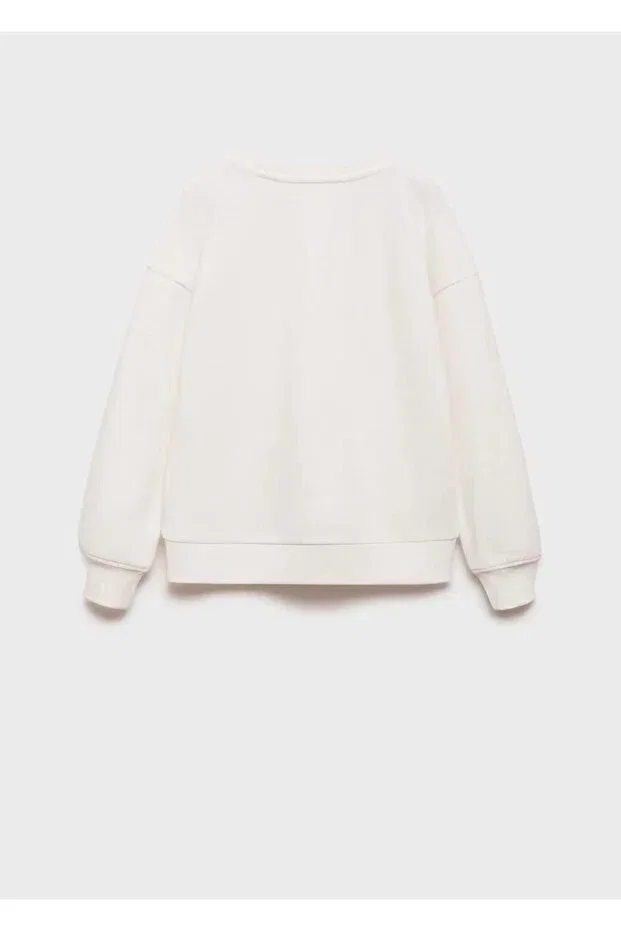 Детское худи для девочек с принтом Sportswear Mango Kids, Off White — фото 4