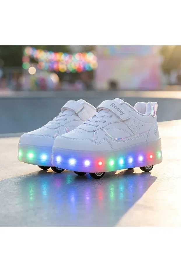 Детские кроссовки для мальчиков с подсветкой Rocky, Glowwhite