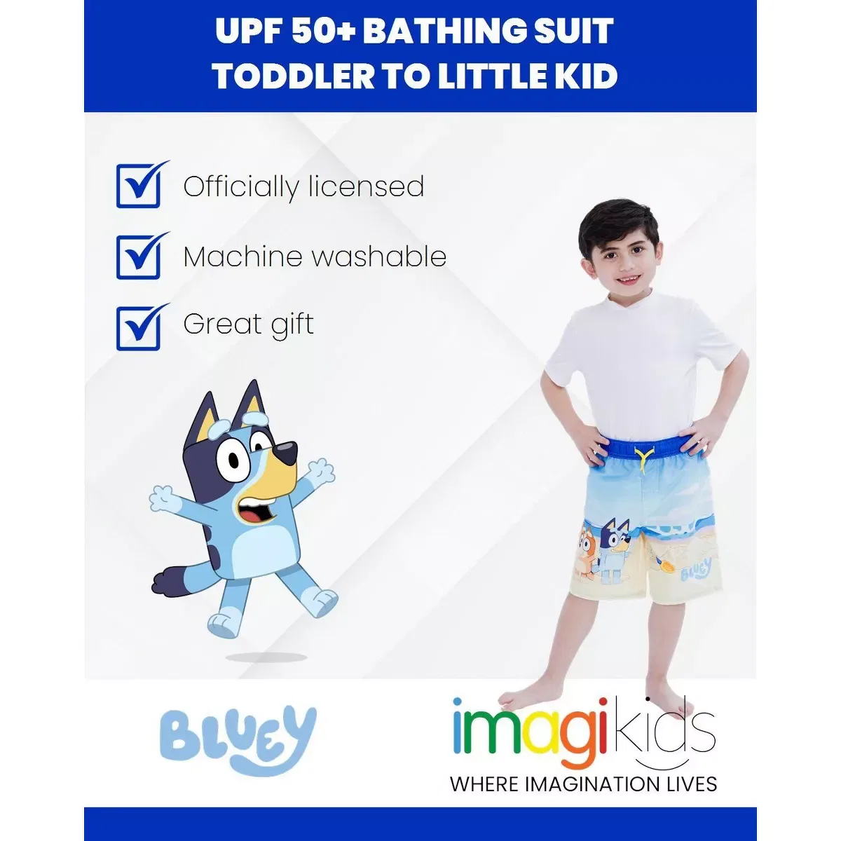 Детские плавки для мальчиков с принтом Bluey Bluey, Синий — фото 2