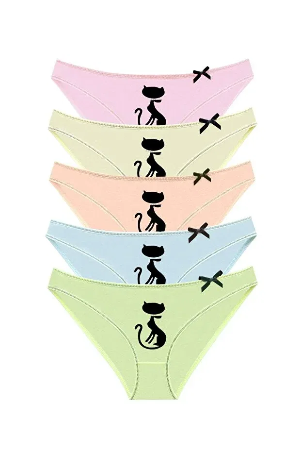 Детские трусы для девочек с принтом Pack of 1024 cat printed mix panties Newlilla, Tkv2- Mix Colors