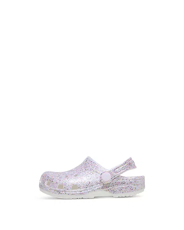 Детские сабо с блестками Classic Fantasy Glitter Crocs, белый — фото 4