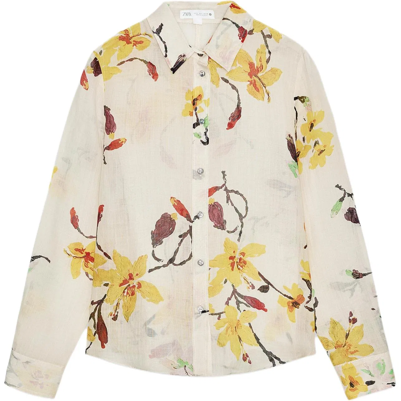 Женская рубашка с воротником ZARA, Raw White