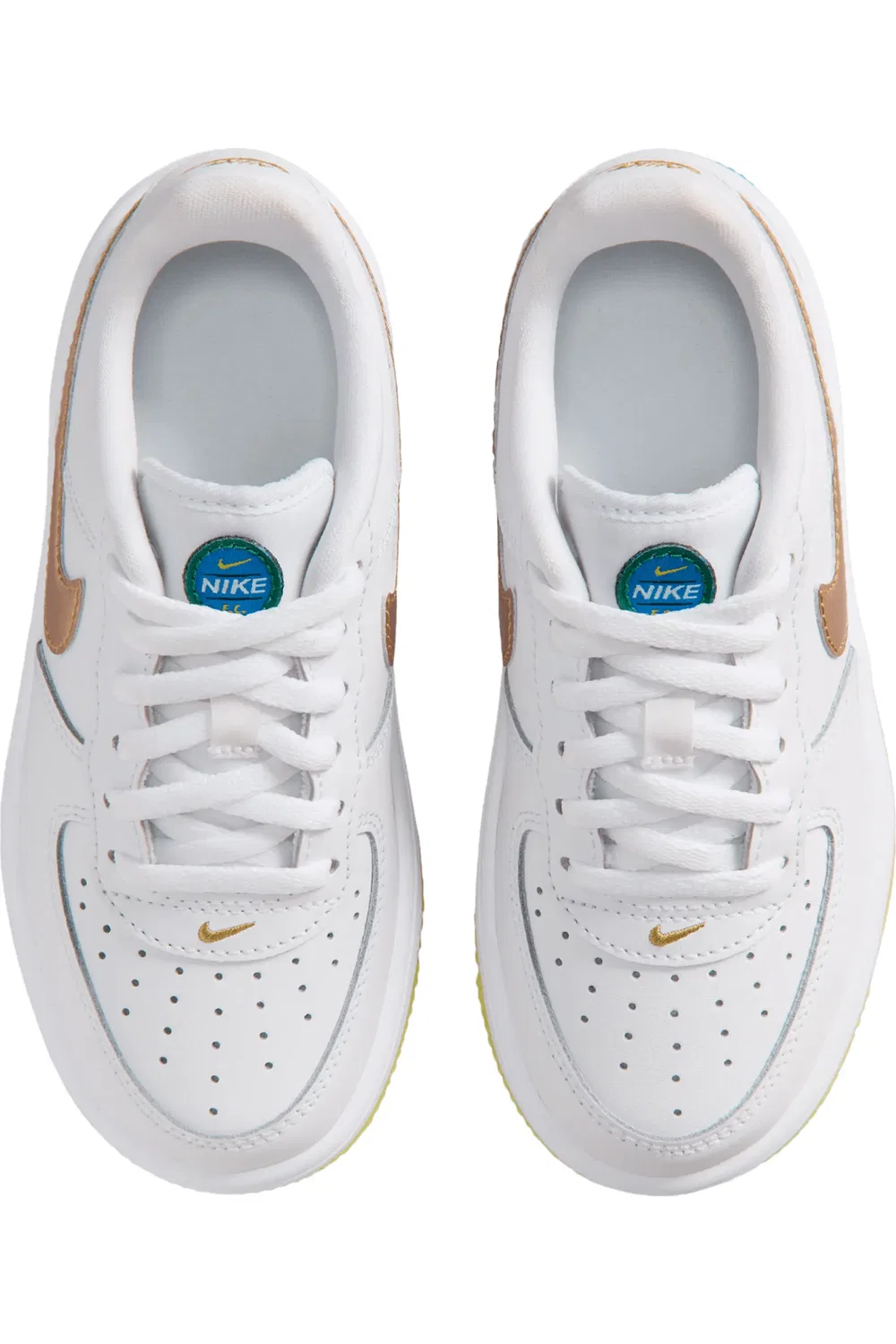 Детские кроссовки баскетбольные Air Force 1 Low Nike, White/Soar/Yellow/Gold — фото 3