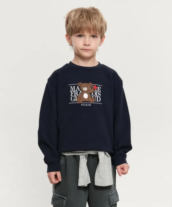 Свитшот детский с медведем и логотипом, navy, Marithé Kids