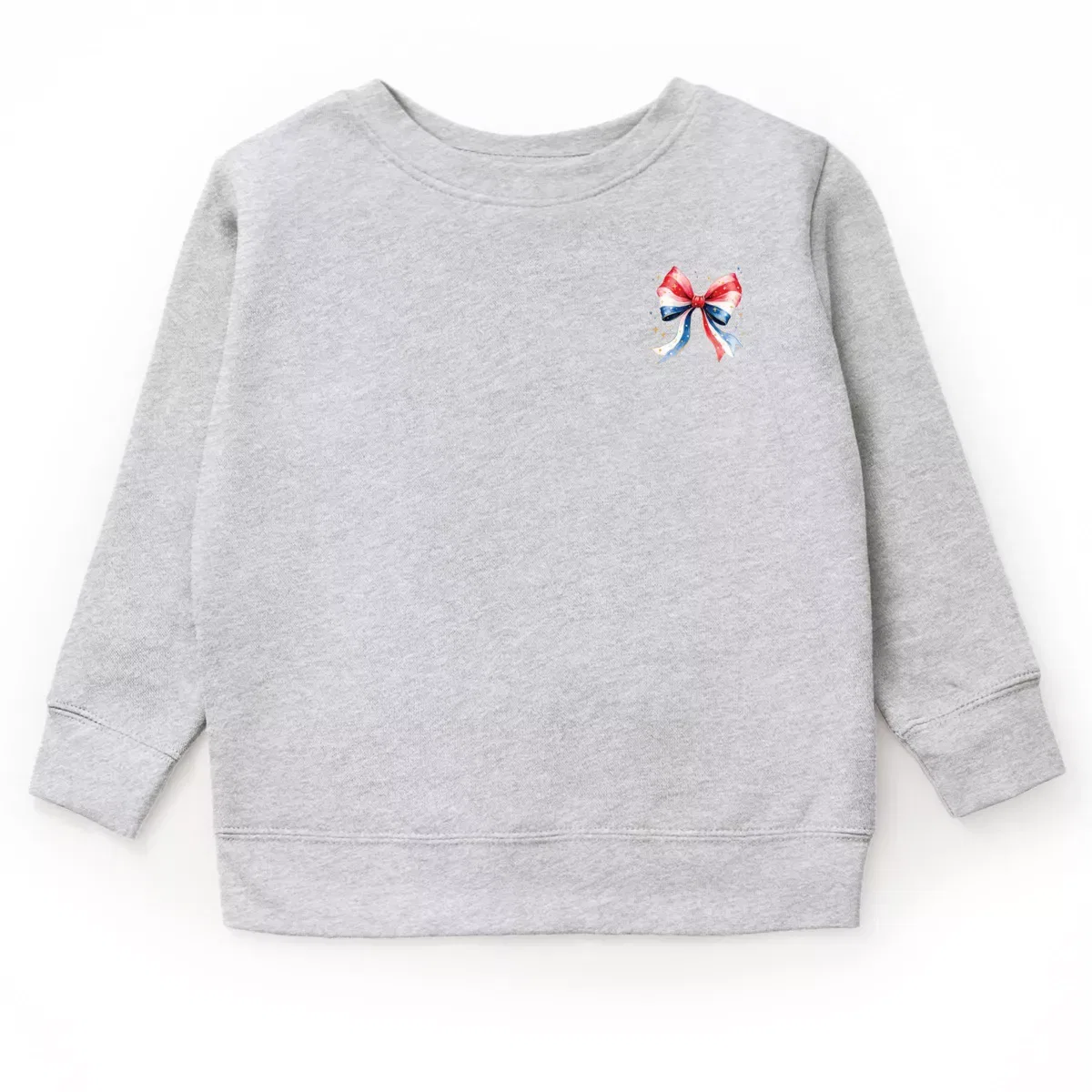 Детский свитшот с принтом Patriotic Bow Star Coquette The Juniper Shop, Heather Grey