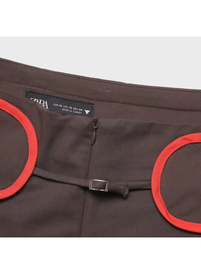 Шорты-бермуды с заниженной талией Zara, коричневый — фото 4
