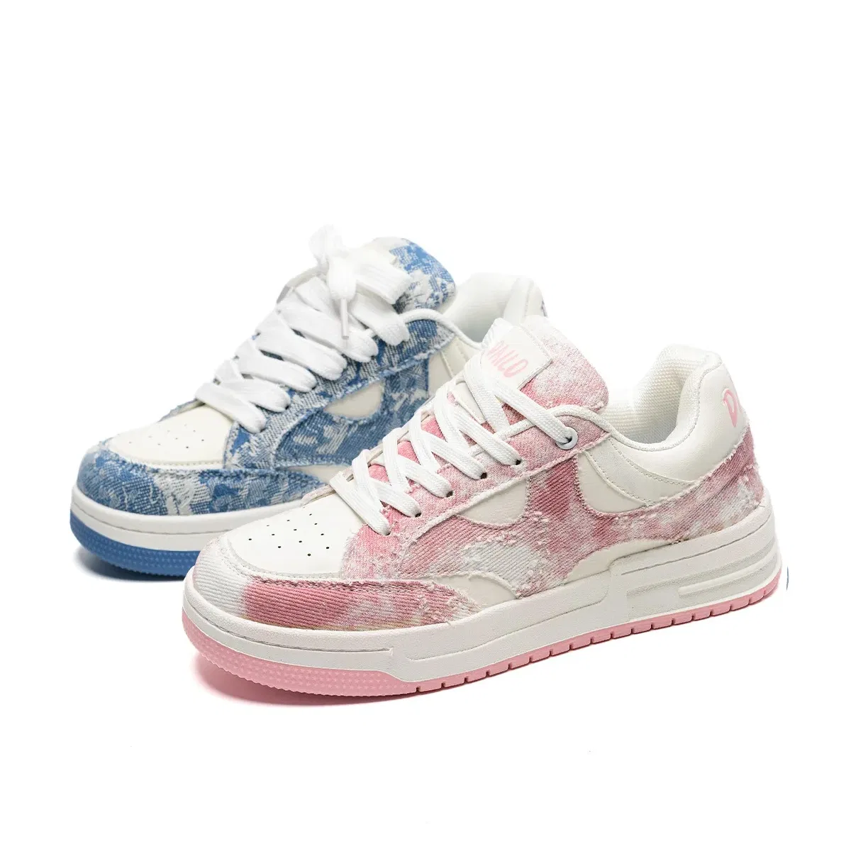 Детские скейтборд-кроссовки с принтом Pink Blue Mismatched YALU, Pink Blue Mismatched