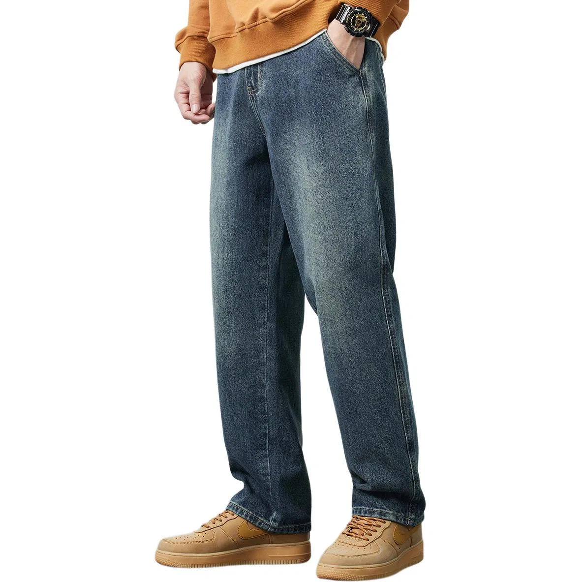 Детские джинсы свободного кроя с начесом Tonlion, Vintage Blue (Fleece-Lined)