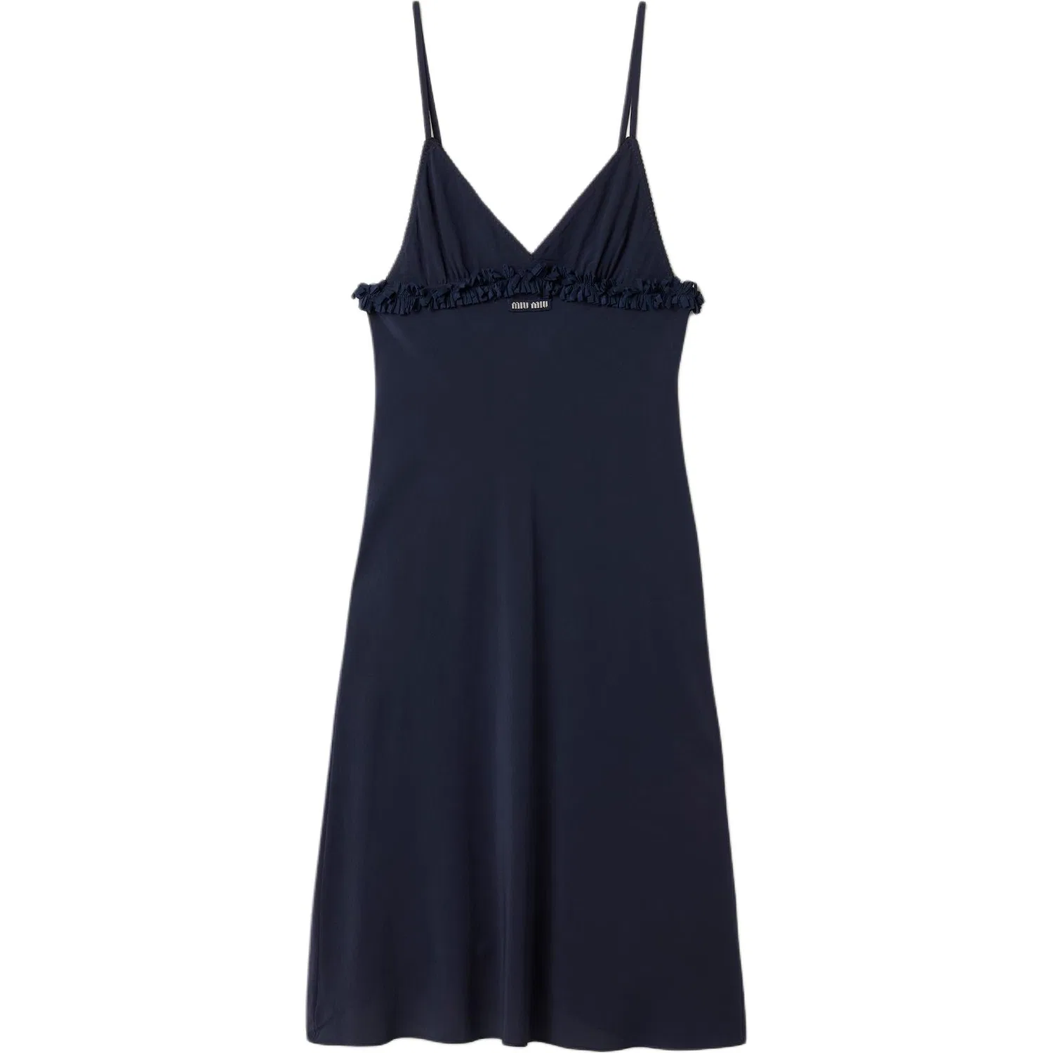 Женское платье-комбинация с V-образным вырезом MIU MIU, Marine Blue