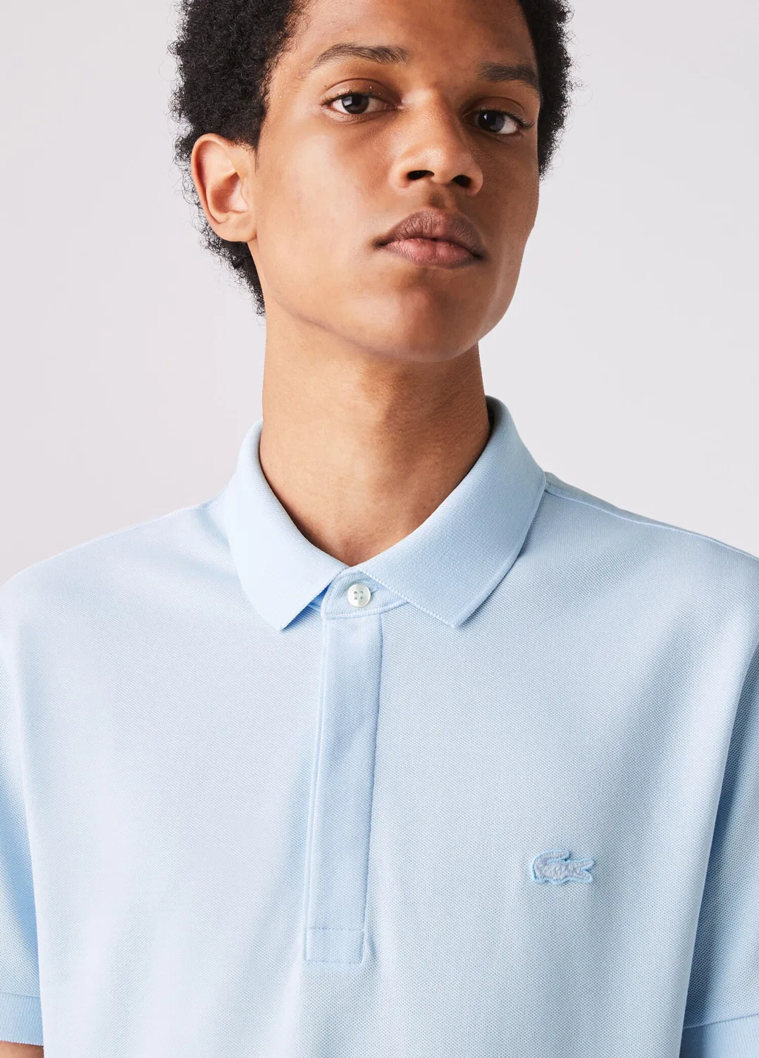 Футболка поло Lacoste Paris, голубая — фото 4