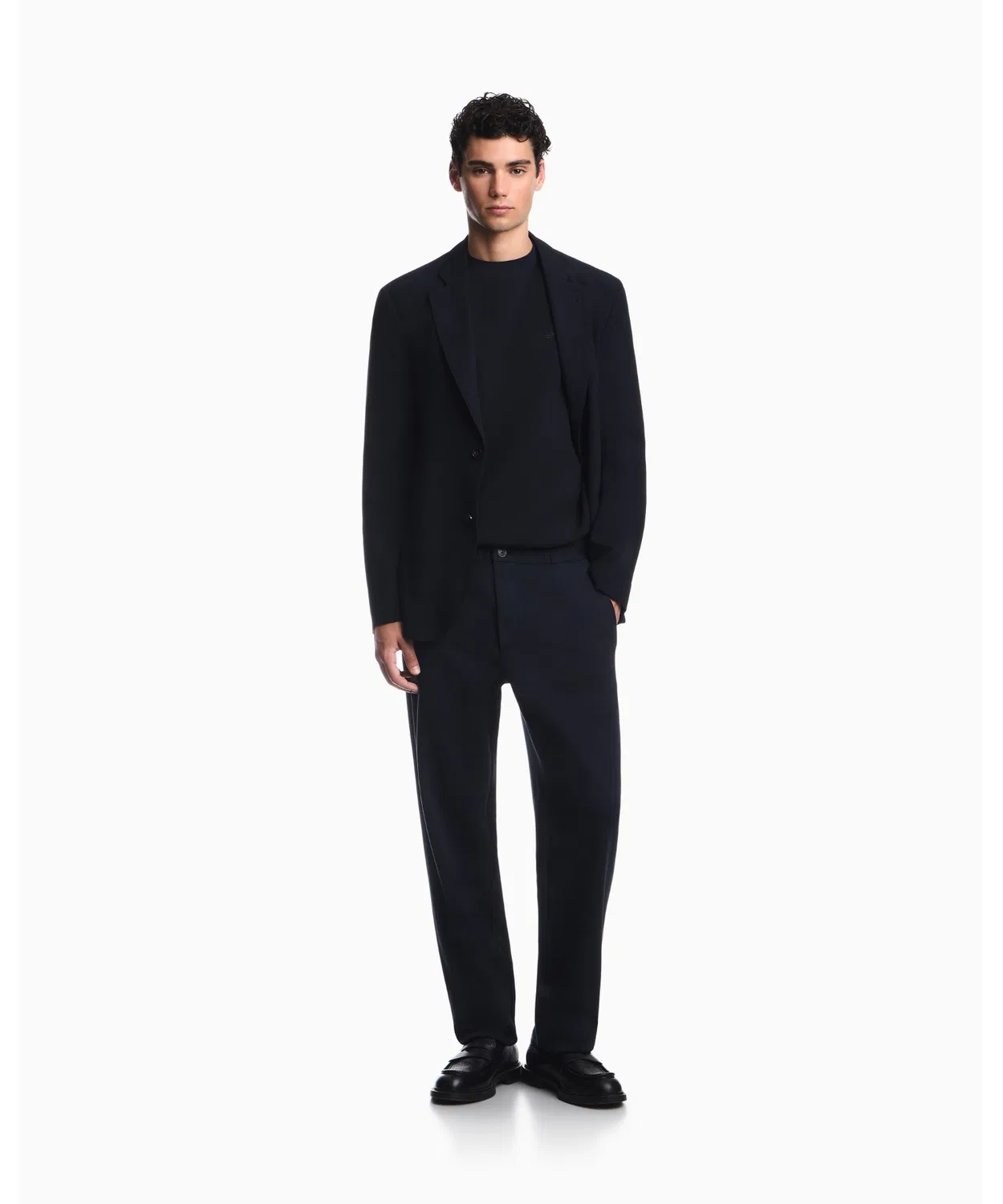 Мужские брюки прямого кроя из модального джерси EA Signature EMPORIO ARMANI, Navy