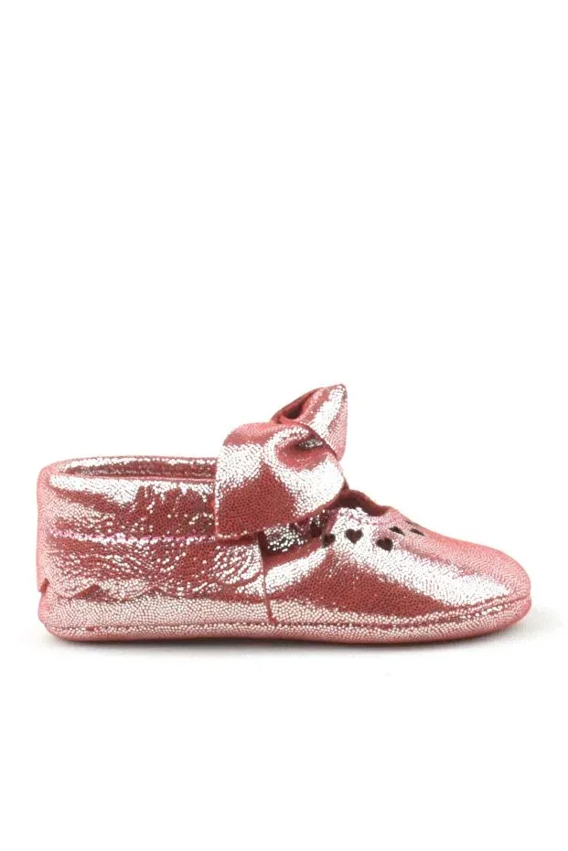 Детские ботиночки для девочек кожаные с бантом Coco Hapshoe, Bright Red — фото 2