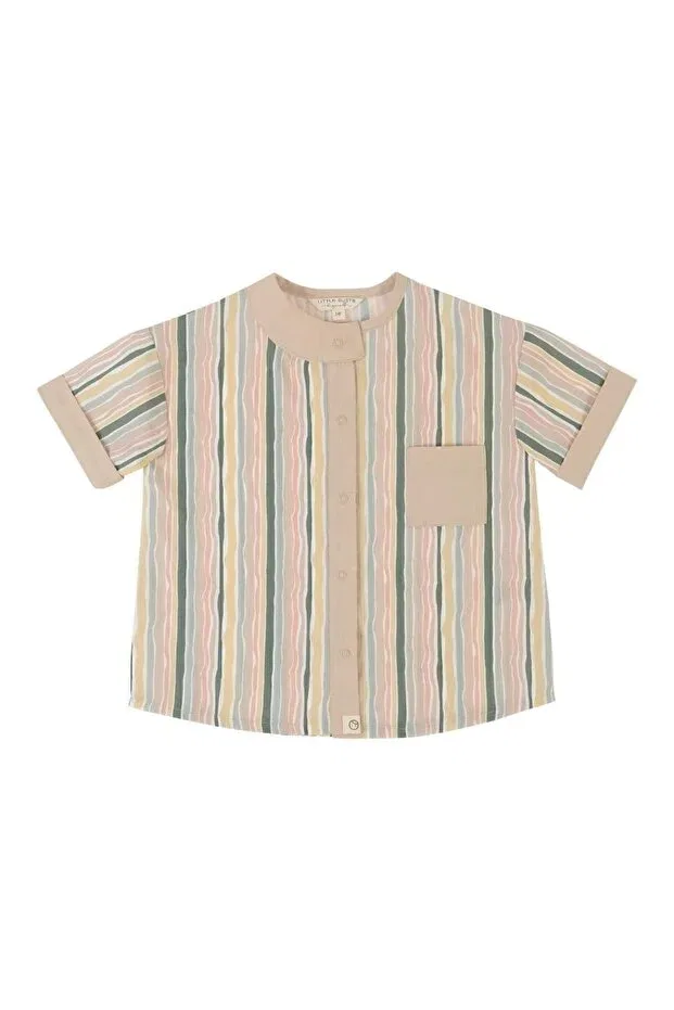 Детская рубашка для мальчиков с коротким рукавом Little Gusto, Green Striped