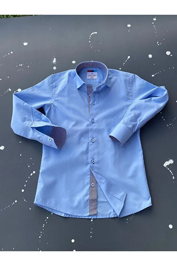 Детская рубашка для мальчиков с длинным рукавом Young Louis Kids, Blue — фото 3