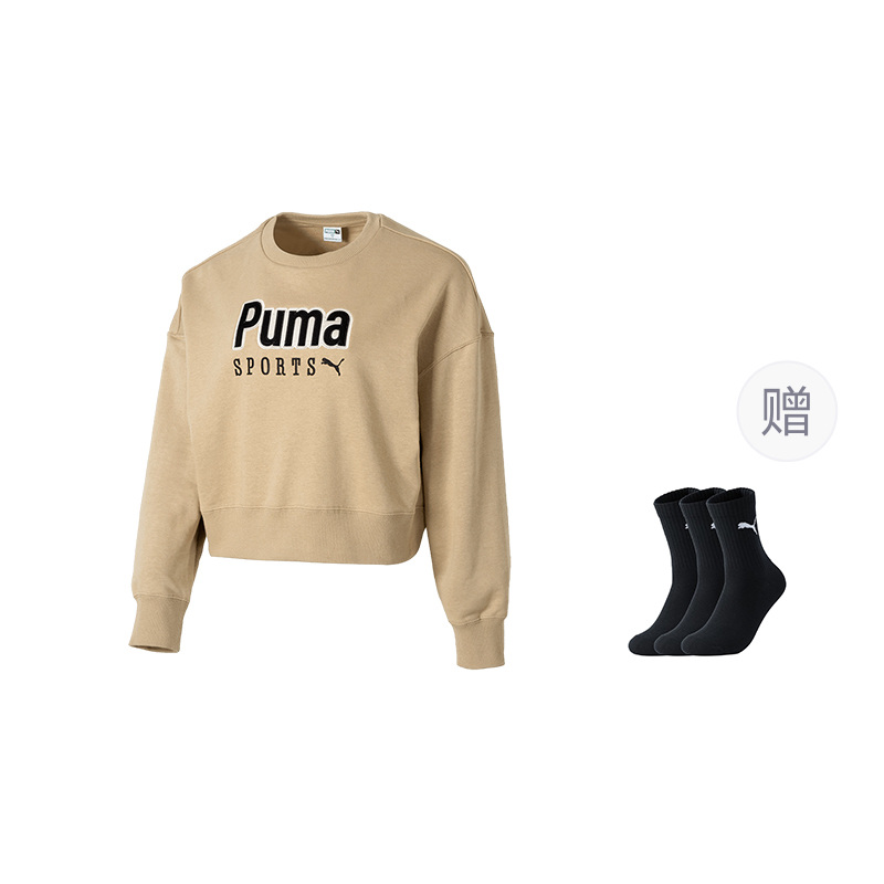 

Женская толстовка с круглым вырезом, средней и стандартной длины Puma, хаки (includes 3 pairs of puma socks)