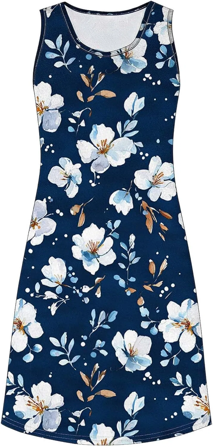 Женское летнее сарафан с цветочным принтом Tank Dress, Navy — фото 4