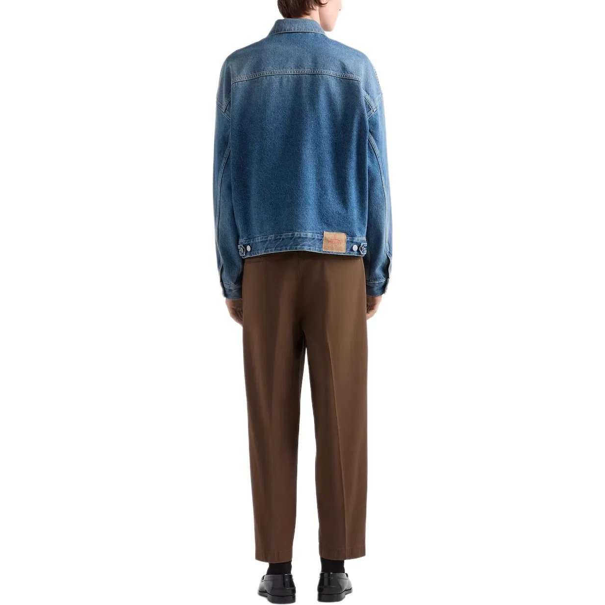 Мужская джинсовая куртка с лацканами и патчами PRADA, Blue — фото 4