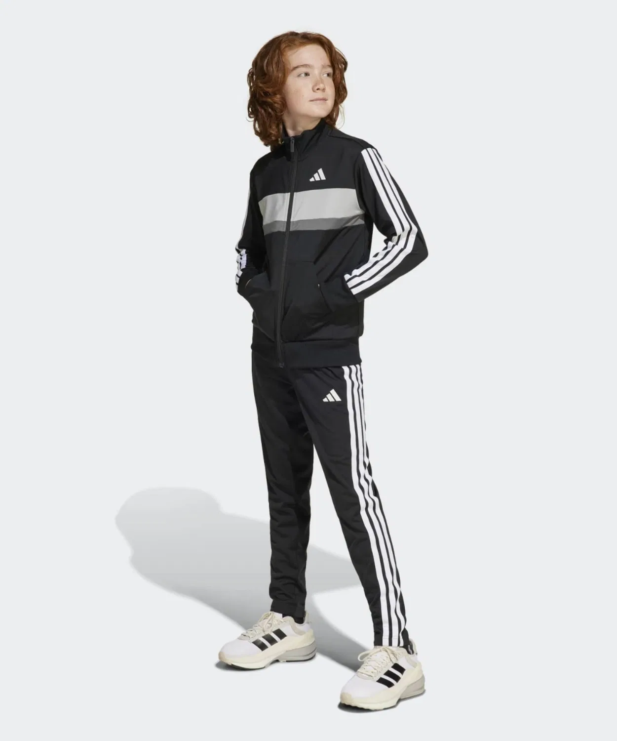 Детский спортивный костюм с принтом Tiberio Three Stripes Tricot Track Suit Adidas, Black/Grey — фото 3