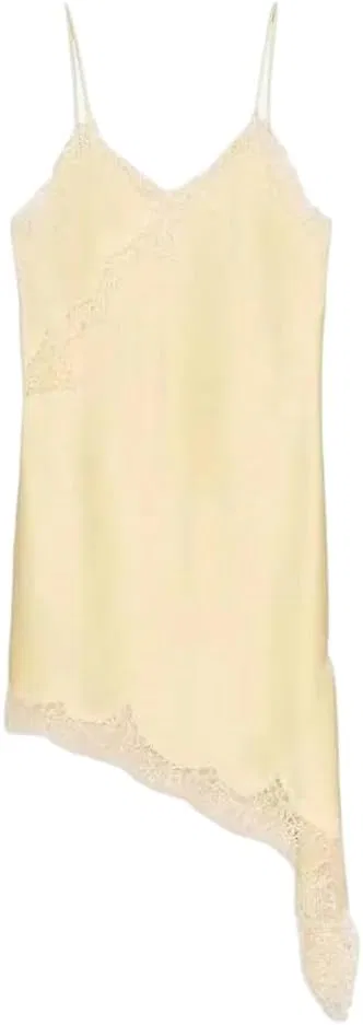 Женское асимметричное платье мини с кружевом Satin, Yellow