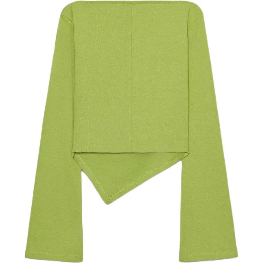 Женская футболка с лодочным вырезом Green ZARA, Green — фото 3