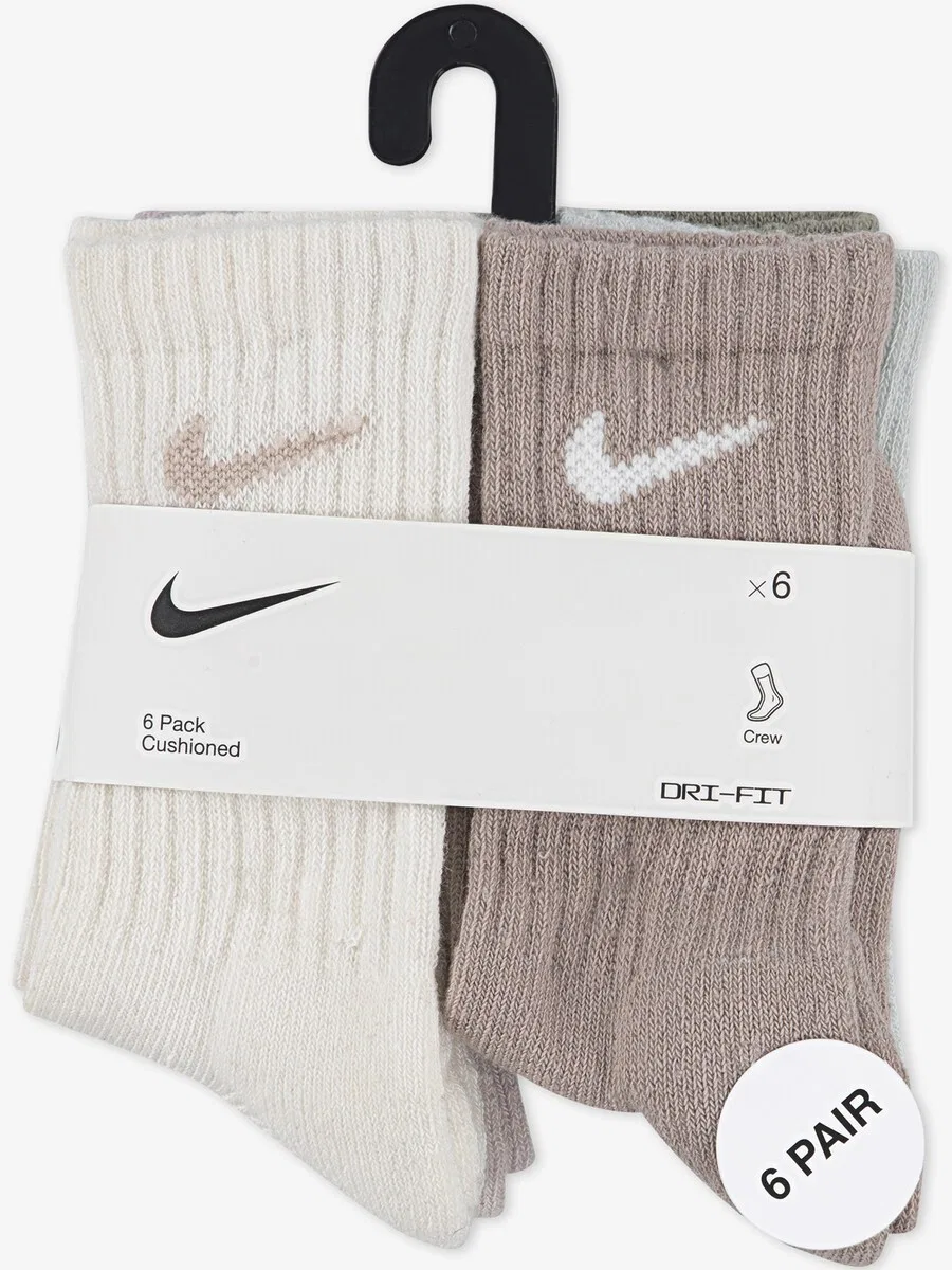 Спортивные носки NIKE бежевого, пастельно-голубого, светло-коричневого, оливкового, сиреневого и белого цветов — фото 3