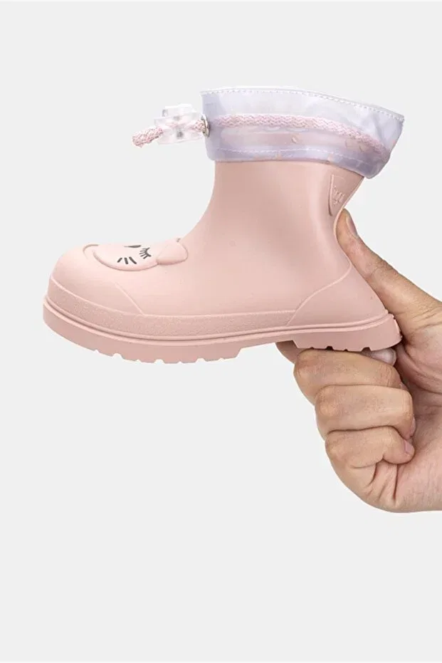 Детские резиновые сапоги для девочек с животным принтом Mendi gato Igor, Soft Pink — фото 4
