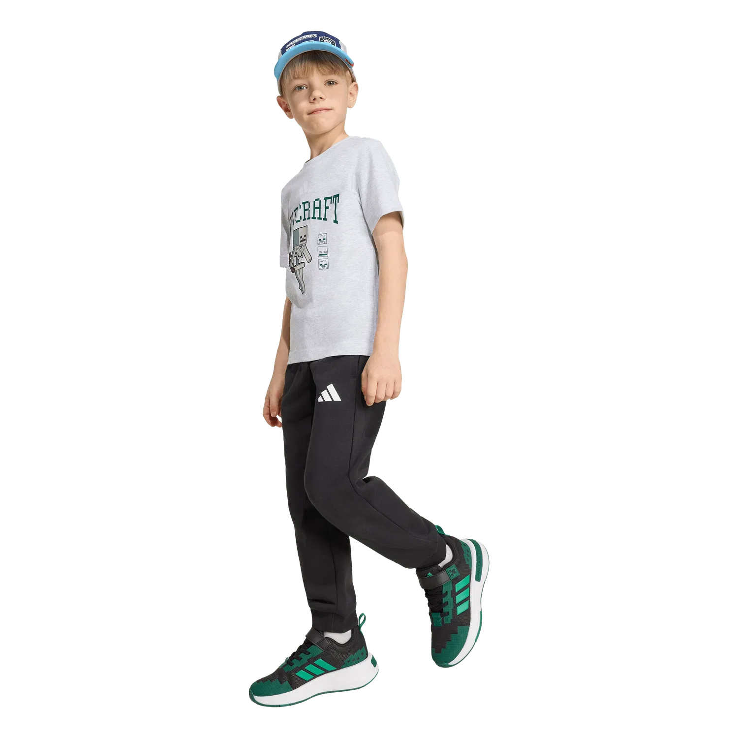 Детская футболка с принтом Minecraft Adidas, серый — фото 4