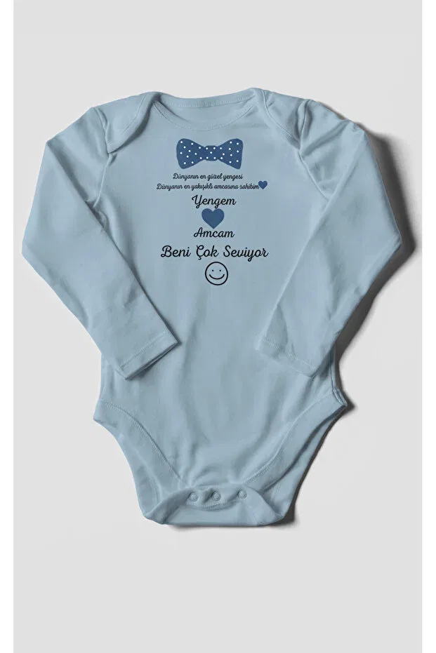 Детское боди-комбинезон для девочек с принтом My aunt and uncle love me very much Morivokids, Babe Blue — фото 2